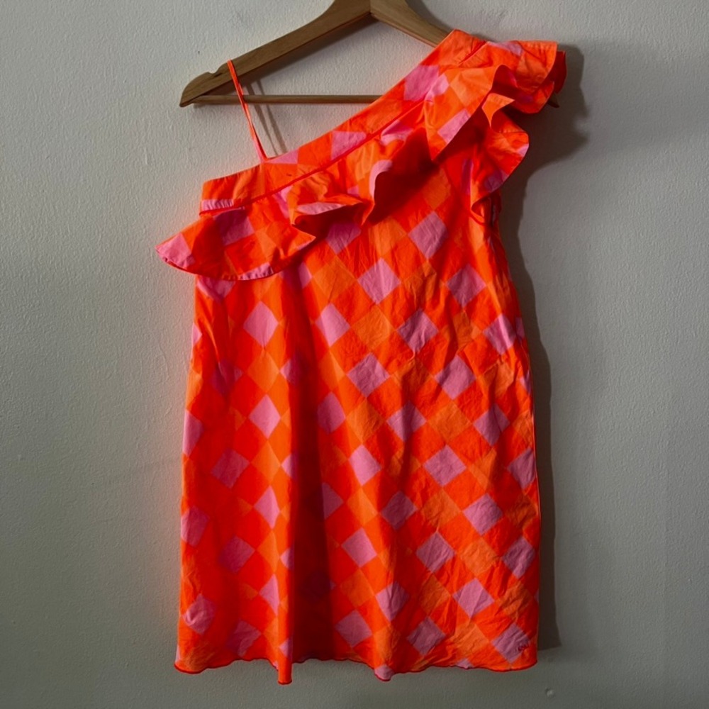 Little Marc Jaobs Cotton Ruffle Neck‎ Shift Dress Orange Pink size 10